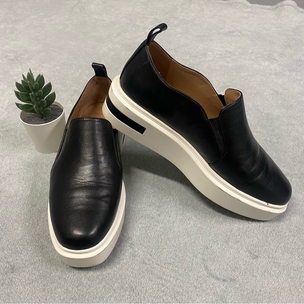 Paolo Black and White Platform Shoes with Quilted Design Size: 5.5